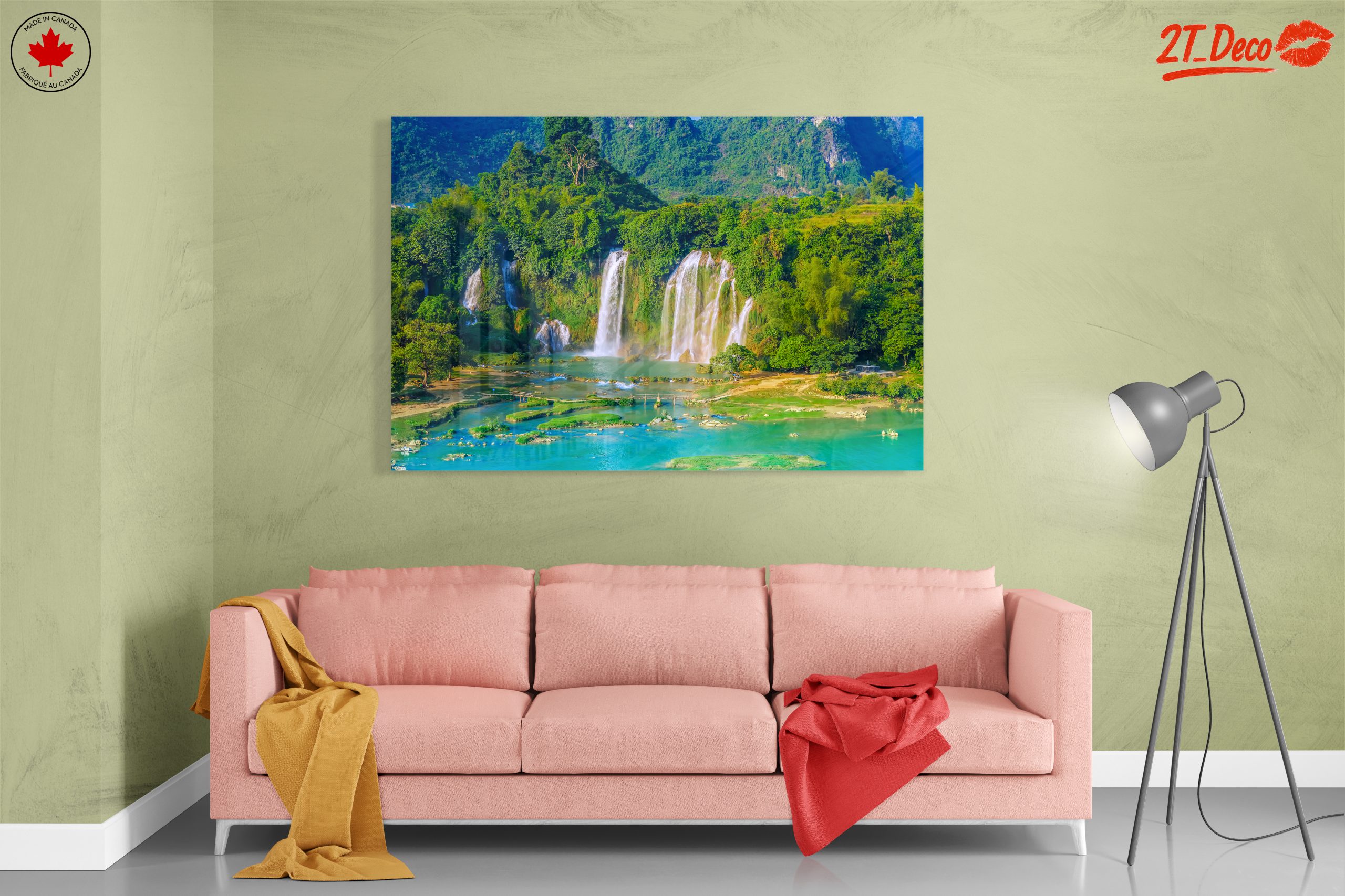 Majestic Waterfall in Lush Green Landscape - Image 7
