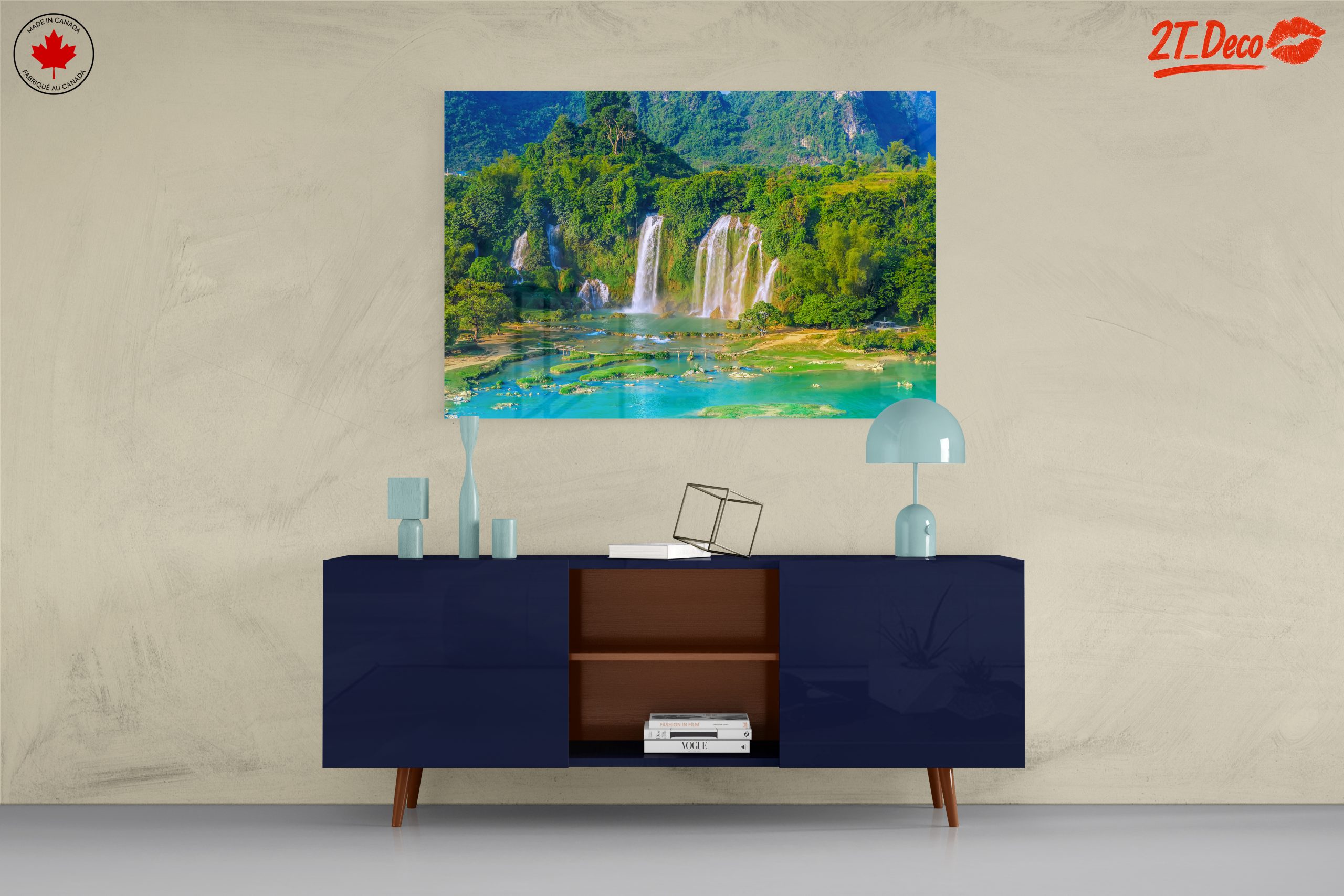 Majestic Waterfall in Lush Green Landscape - Image 8