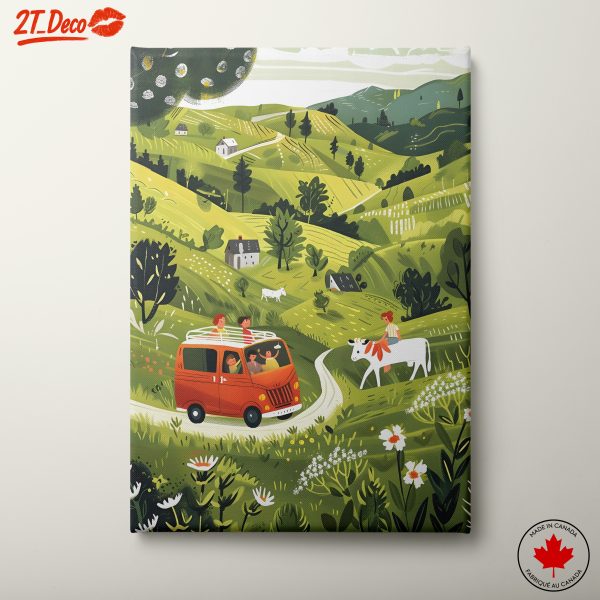 Whimsical Landscape with Vintage Van
