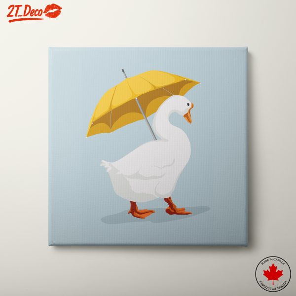 Duck with Umbrella - Playful Animal Artwork