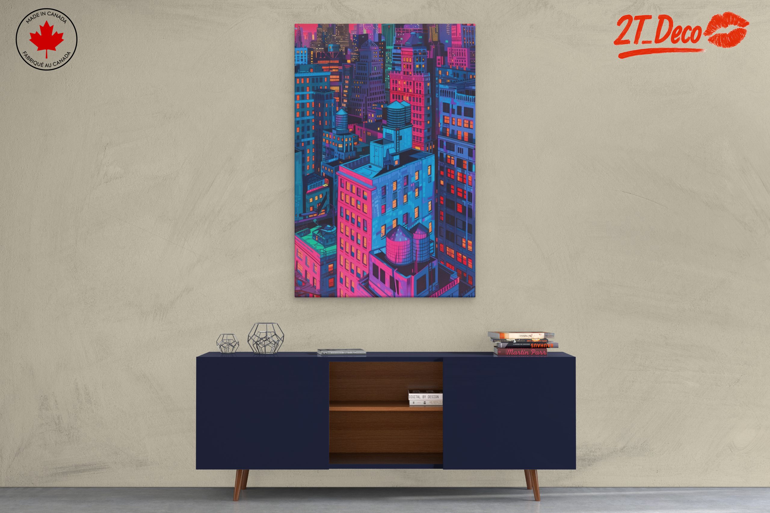 Vibrant Nighttime Cityscape in Colorful Hues - Image 3