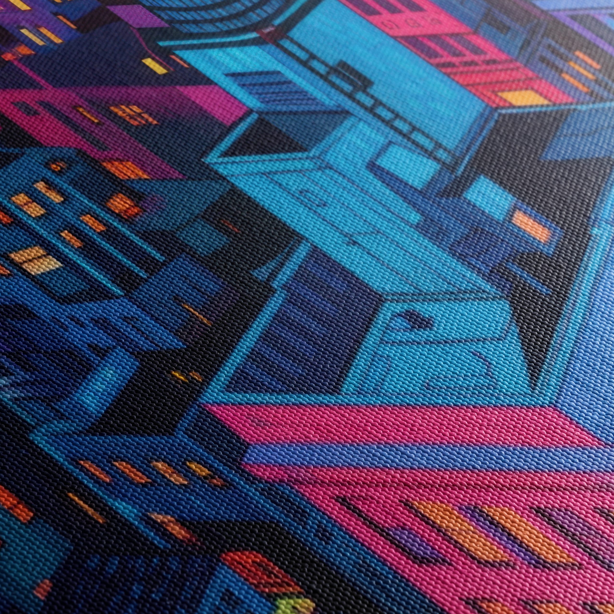 Vibrant Nighttime Cityscape in Colorful Hues - Image 5