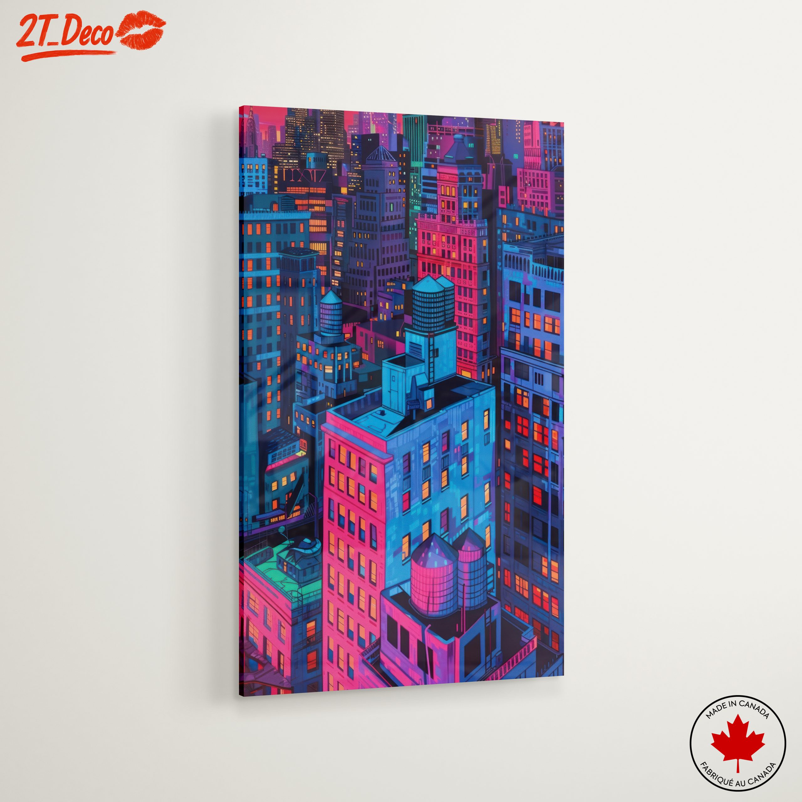 Vibrant Nighttime Cityscape in Colorful Hues - Image 6
