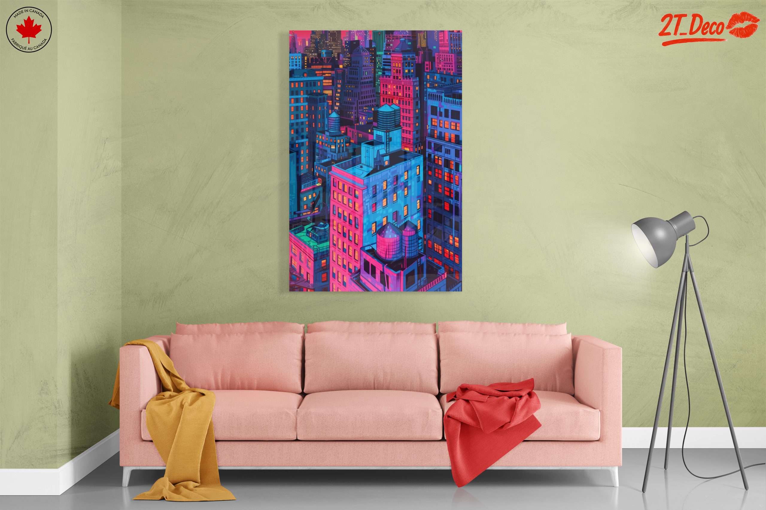 Vibrant Nighttime Cityscape in Colorful Hues - Image 7