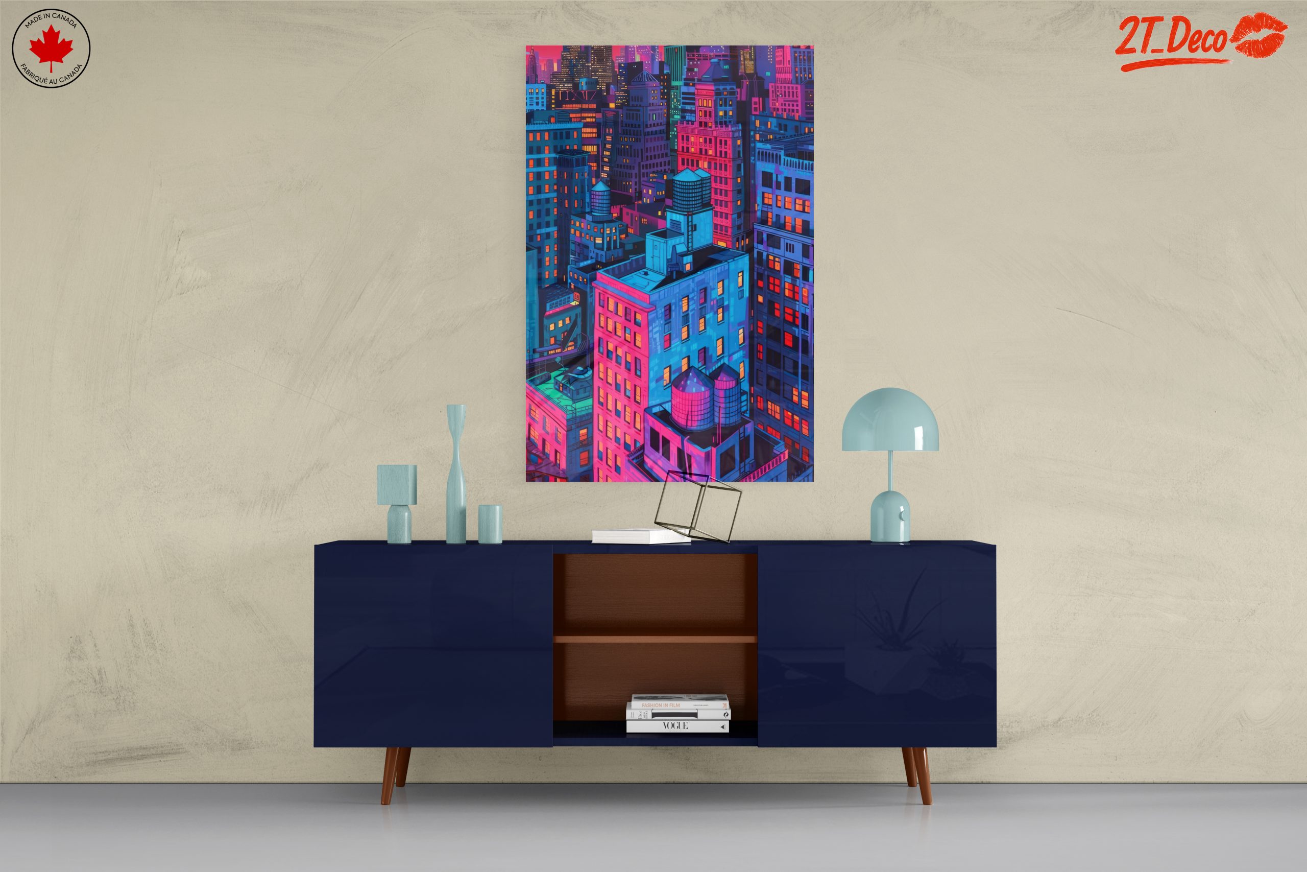 Vibrant Nighttime Cityscape in Colorful Hues - Image 8