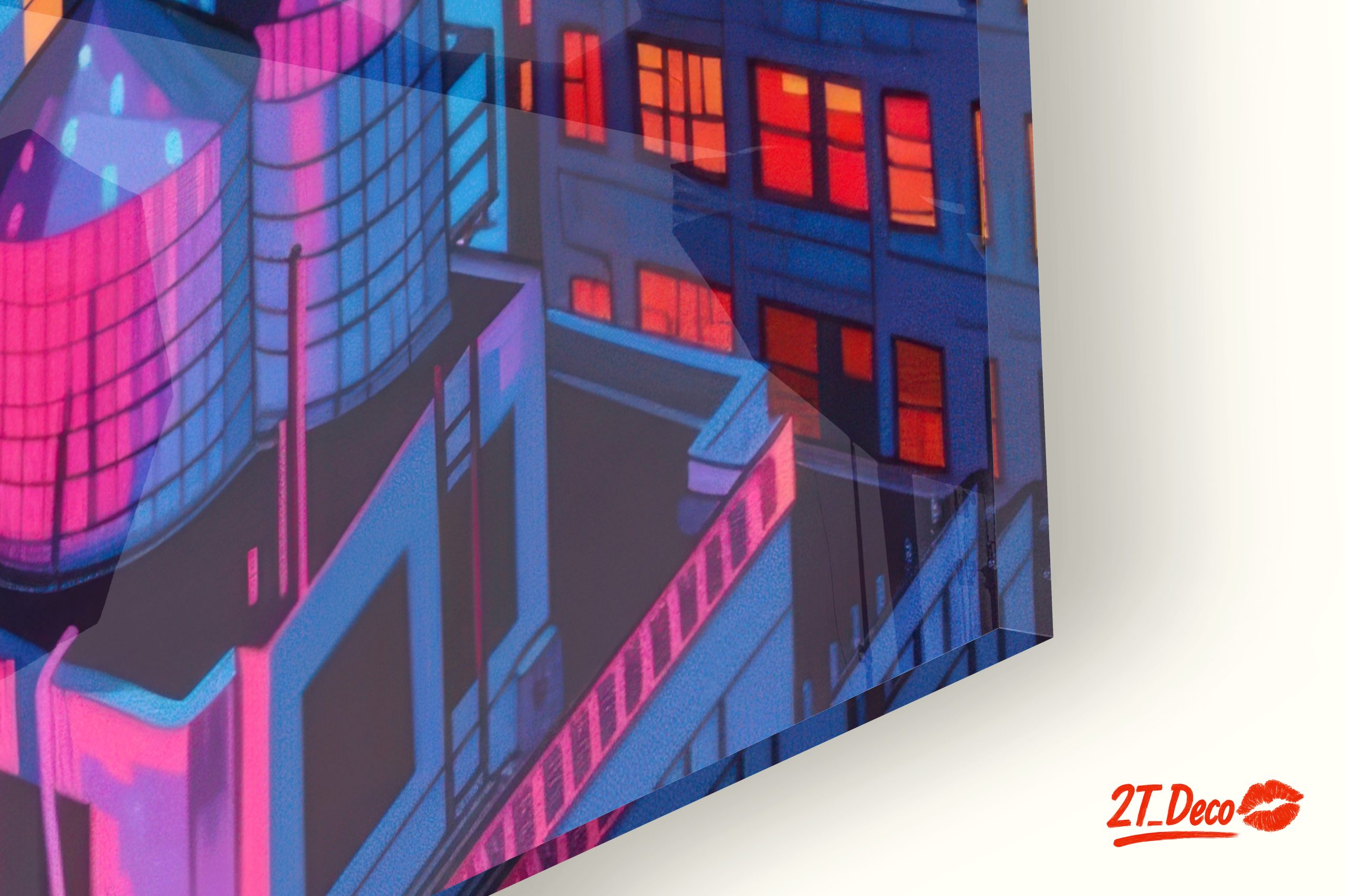 Vibrant Nighttime Cityscape in Colorful Hues - Image 9