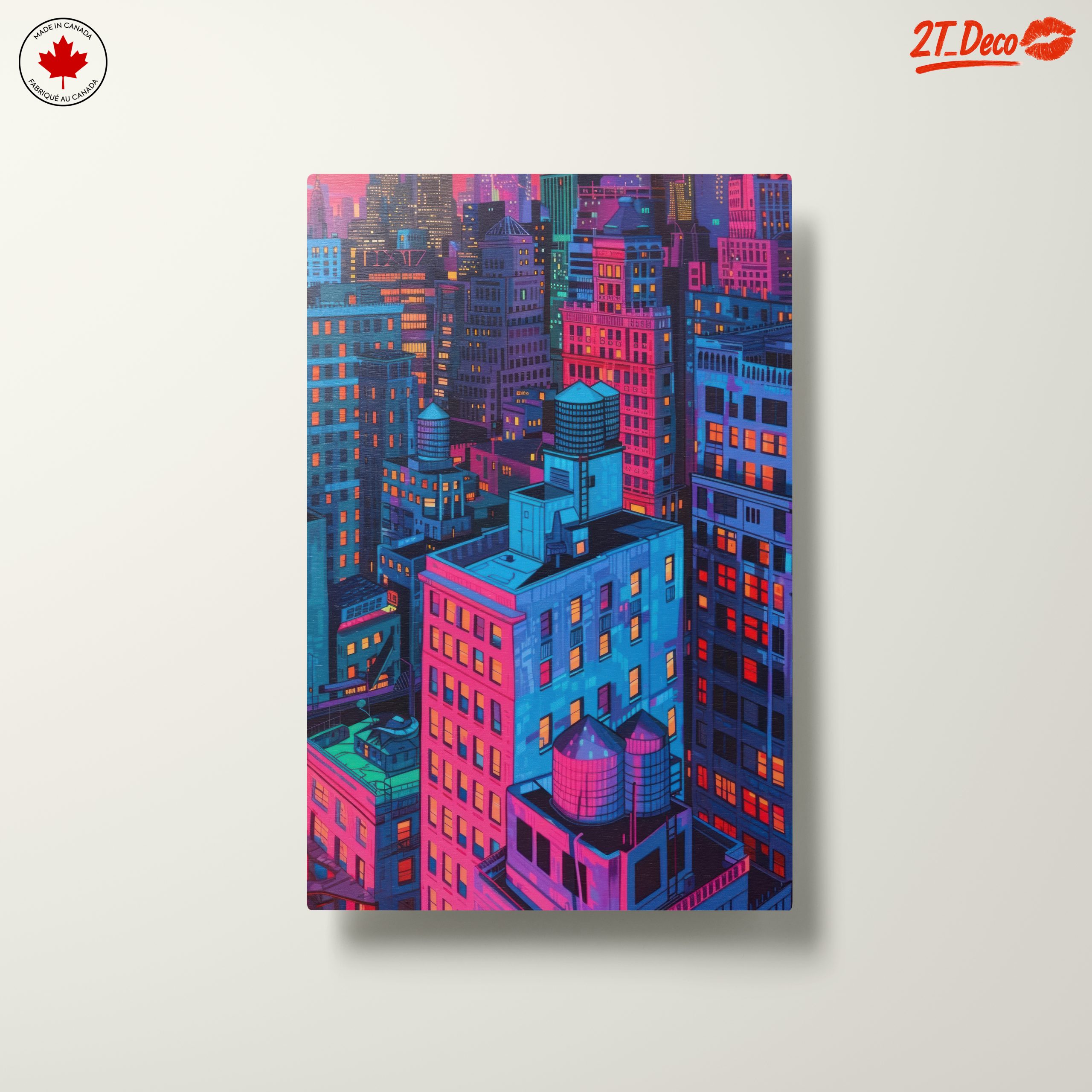 Vibrant Nighttime Cityscape in Colorful Hues - Image 10