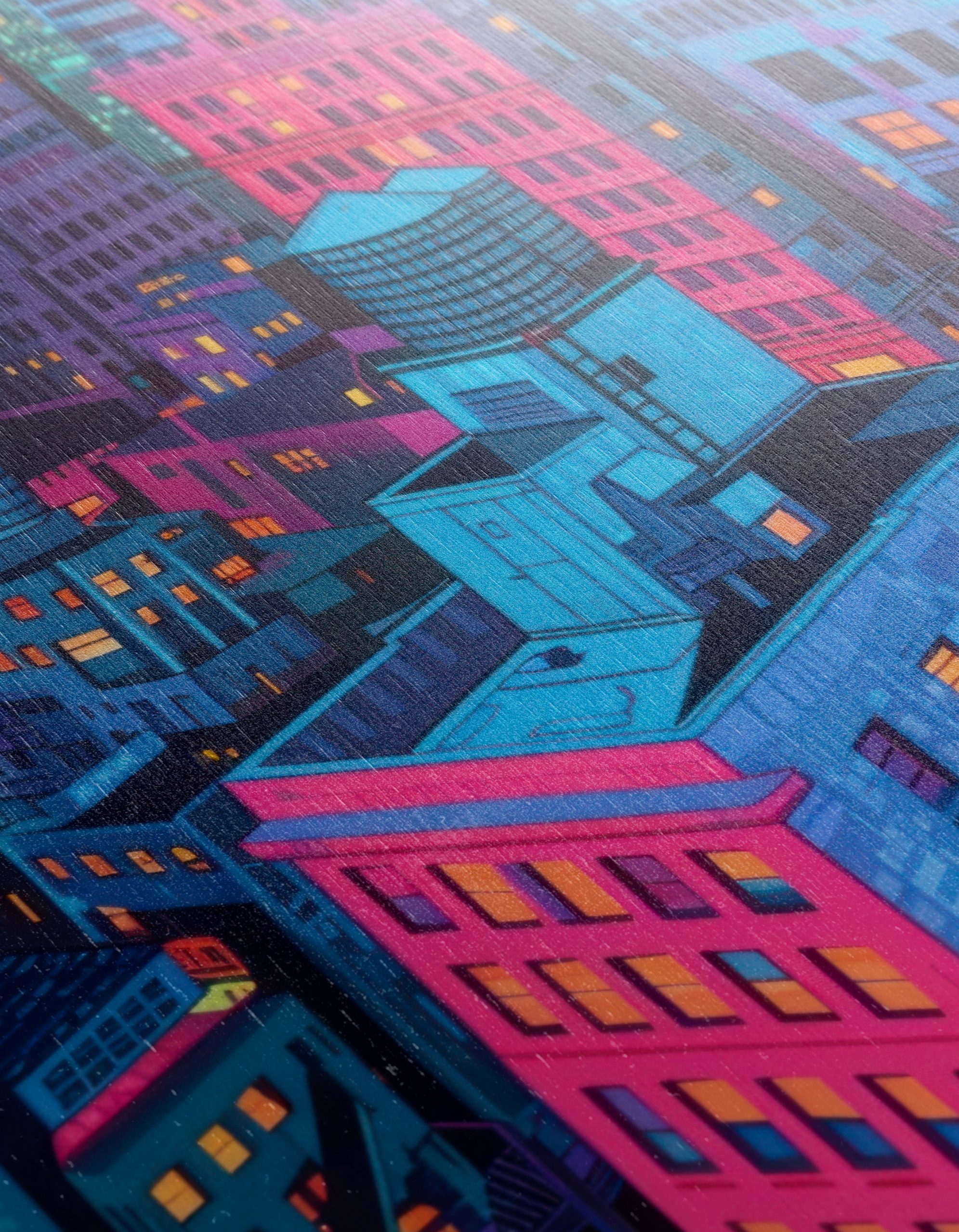 Vibrant Nighttime Cityscape in Colorful Hues - Image 12