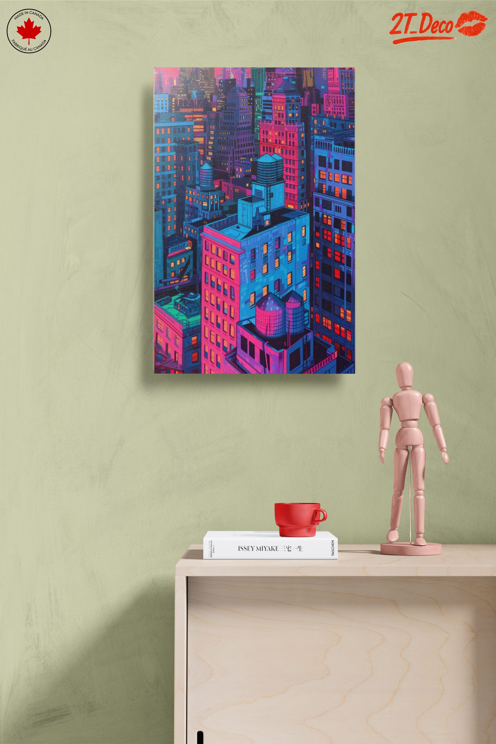 Vibrant Nighttime Cityscape in Colorful Hues - Image 14