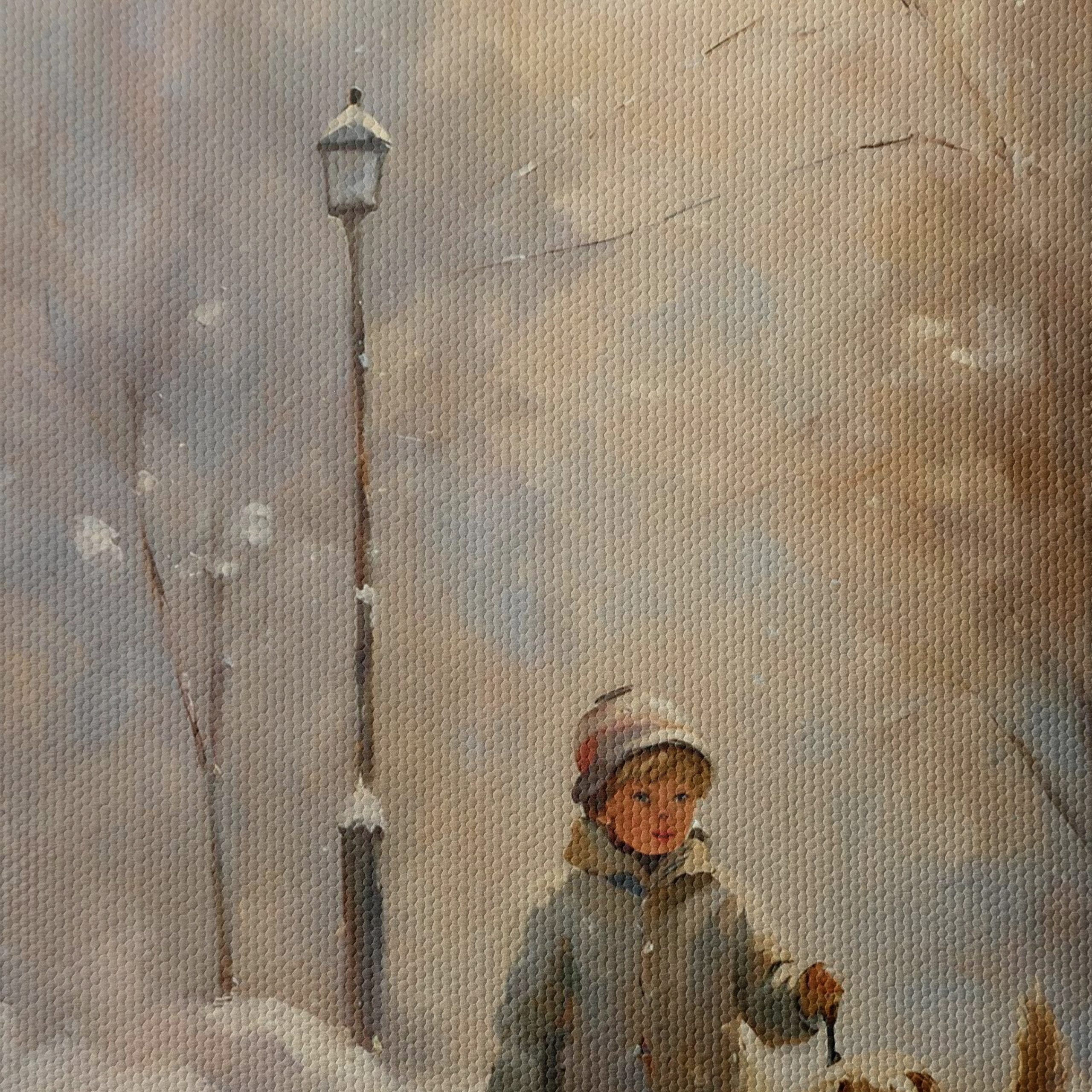 Child Walking a Dog in Snow - Image 4