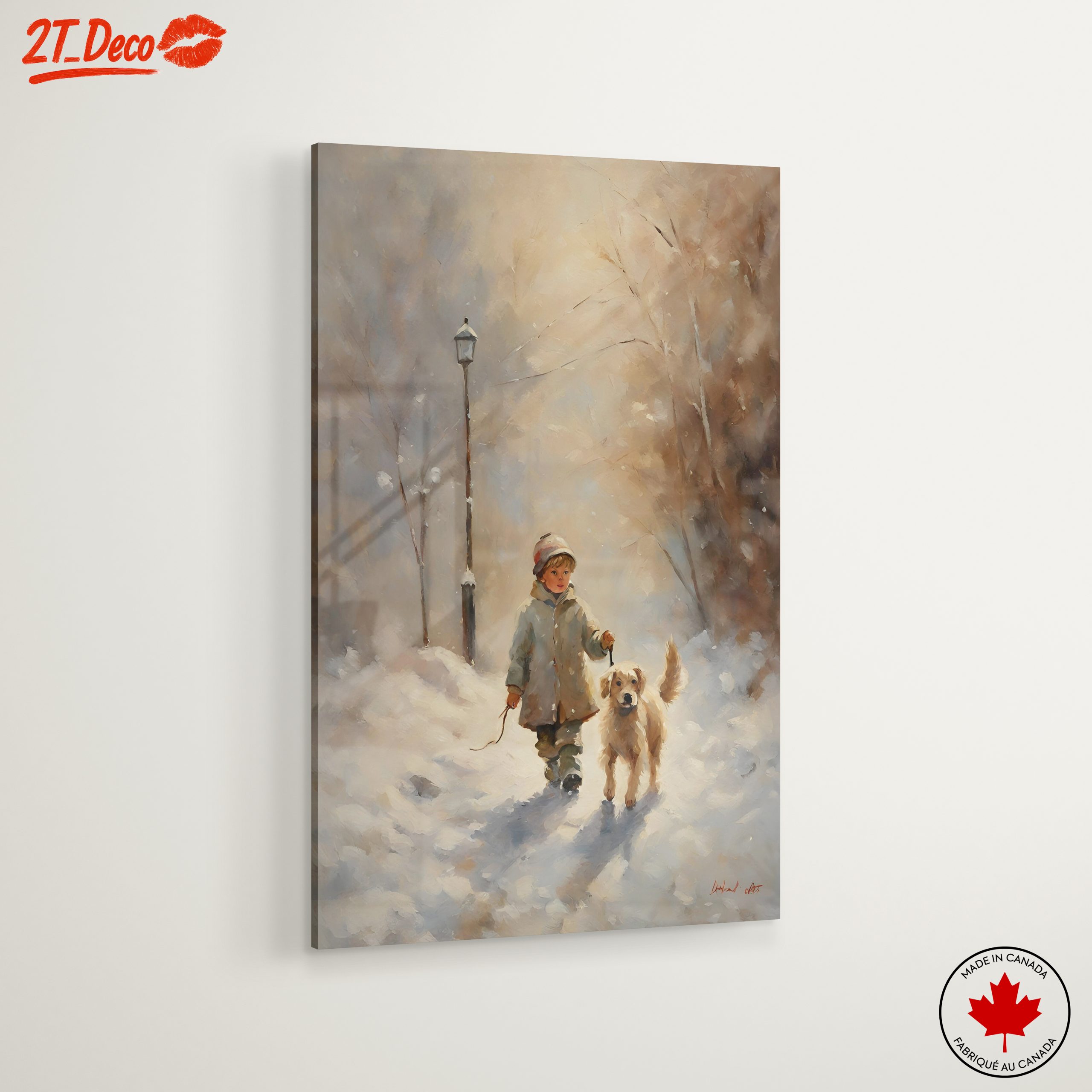 Child Walking a Dog in Snow - Image 6