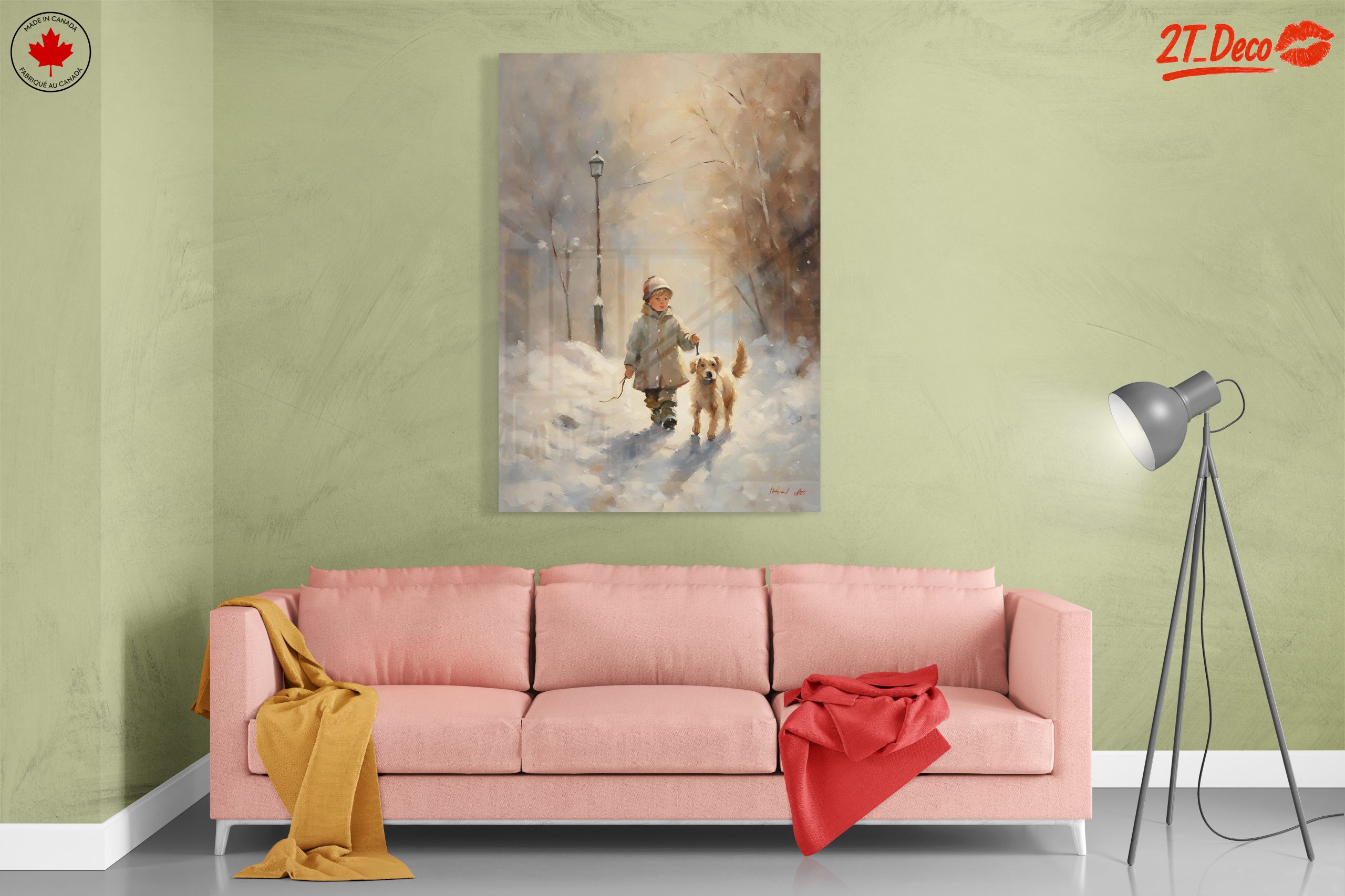 Child Walking a Dog in Snow - Image 7