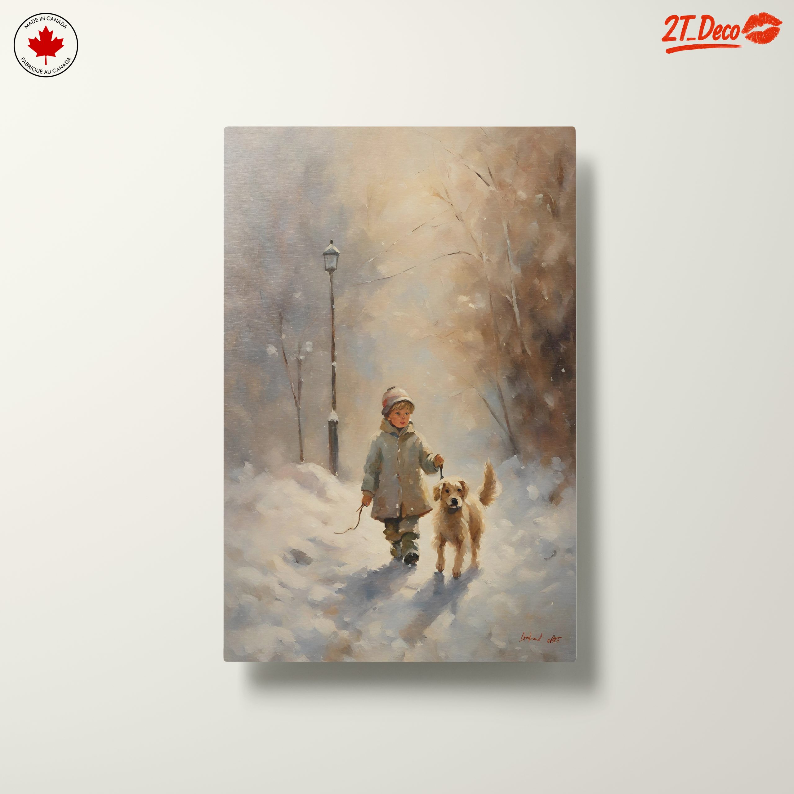 Child Walking a Dog in Snow - Image 10