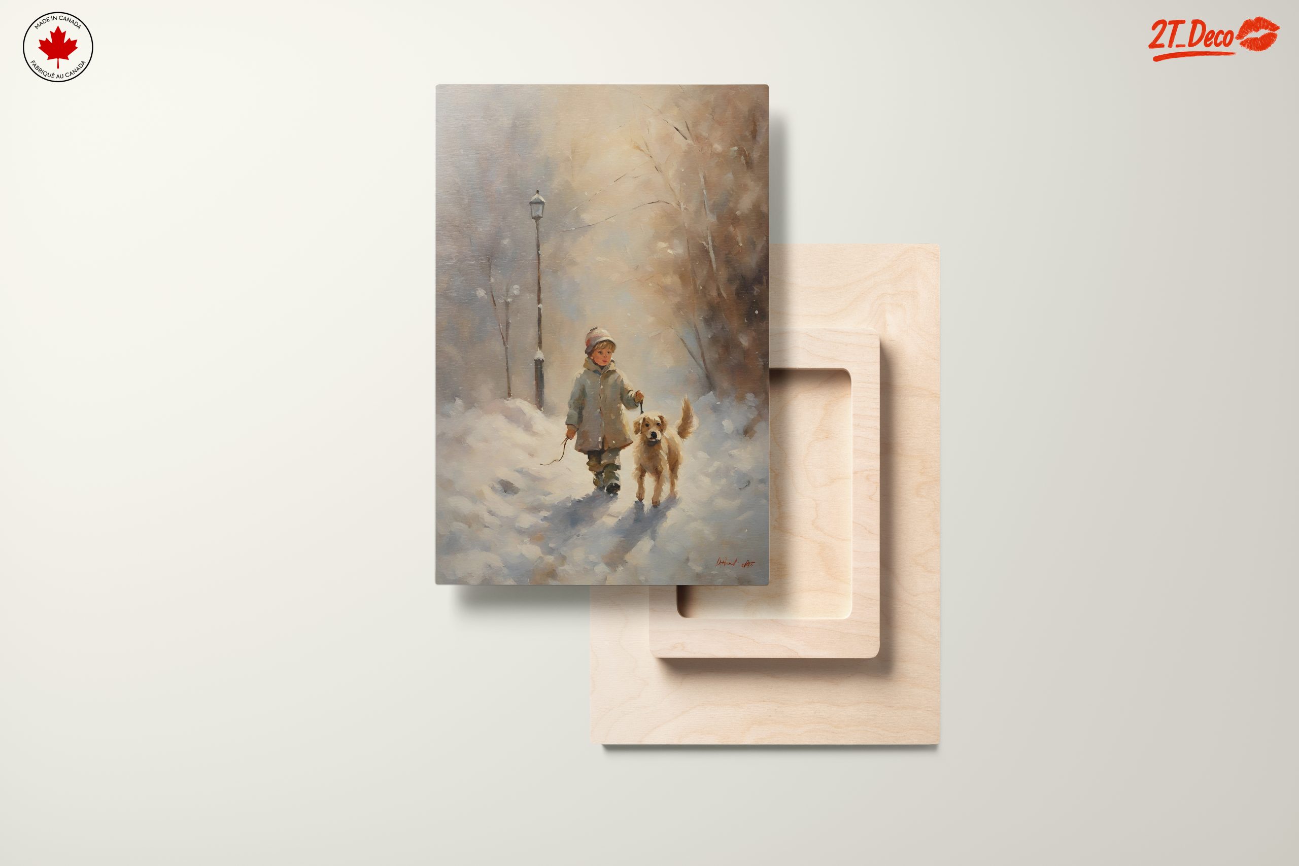 Child Walking a Dog in Snow - Image 11