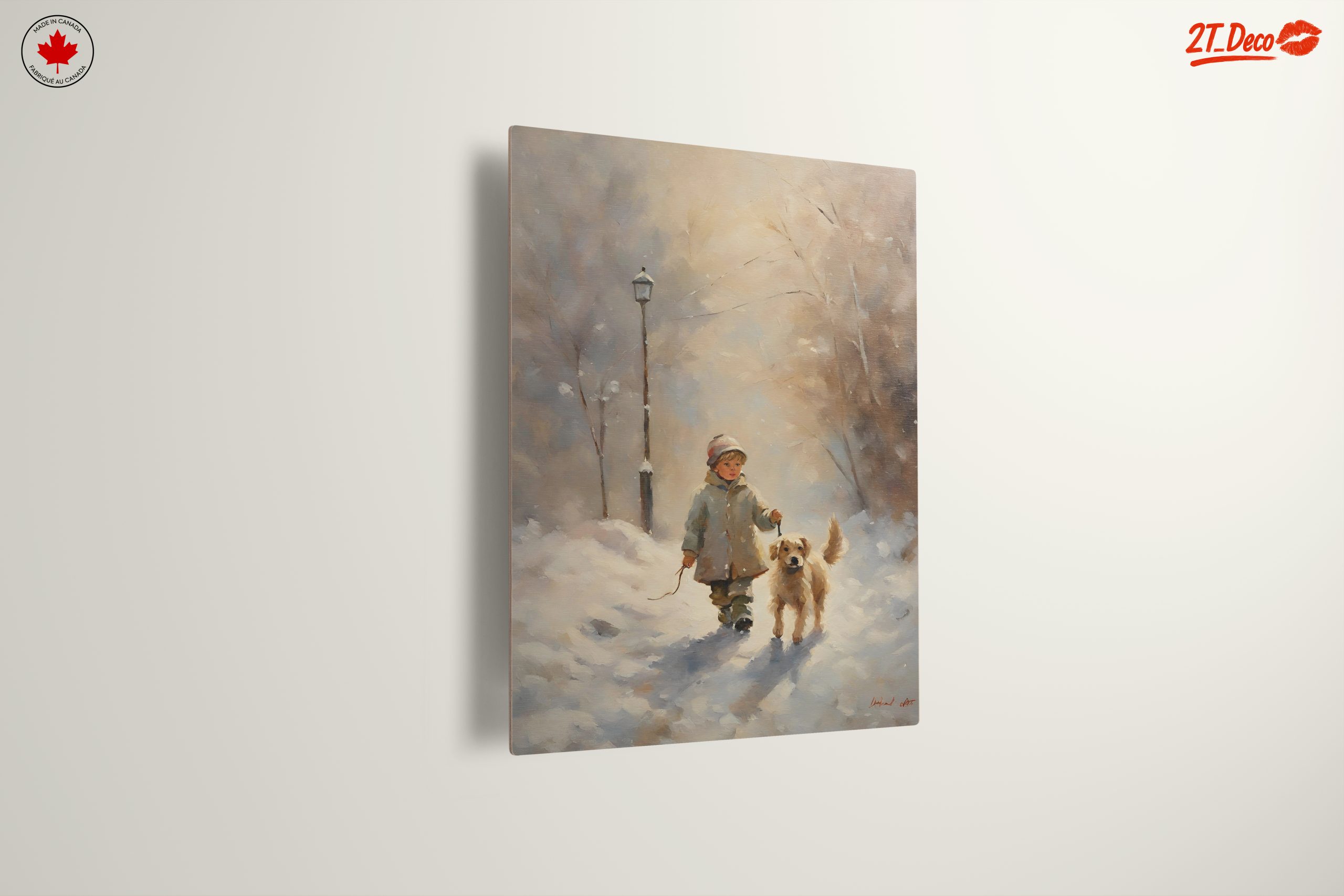 Child Walking a Dog in Snow - Image 13