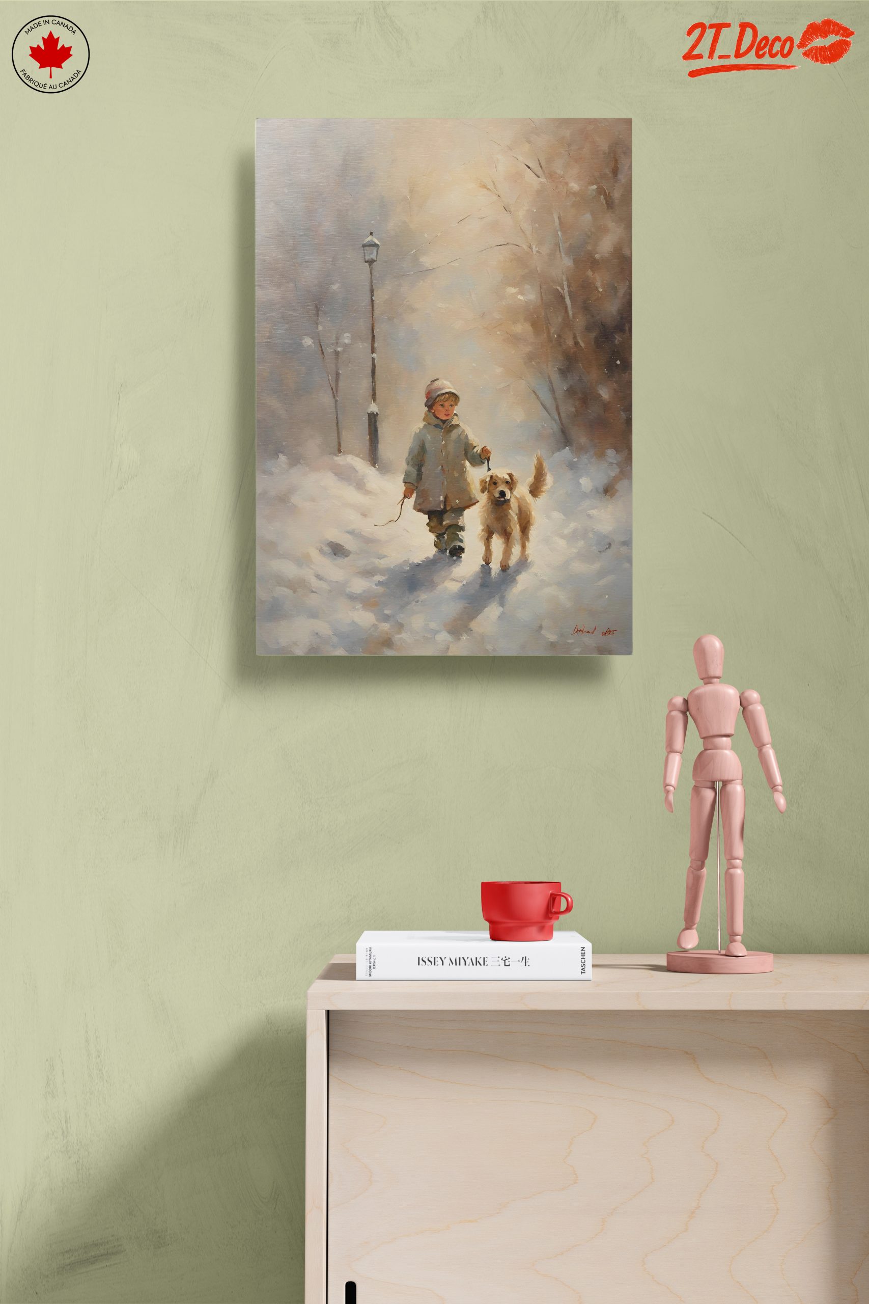 Child Walking a Dog in Snow - Image 14