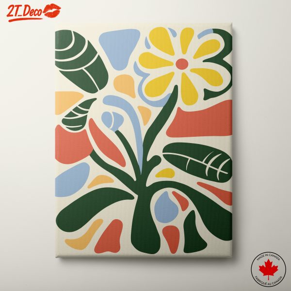 Vibrant Abstract Botanical Art with Playful Shapes