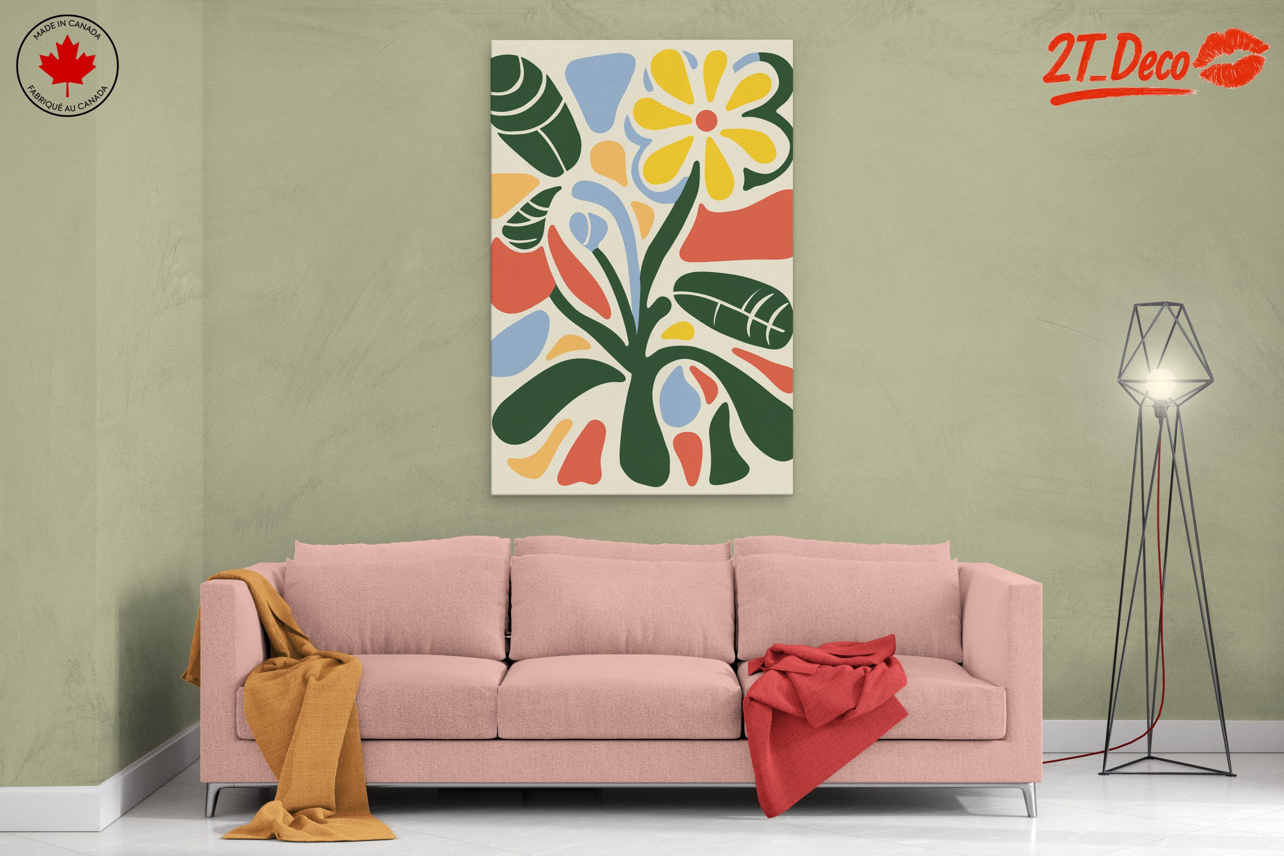 Vibrant Abstract Botanical Art with Playful Shapes - Image 2