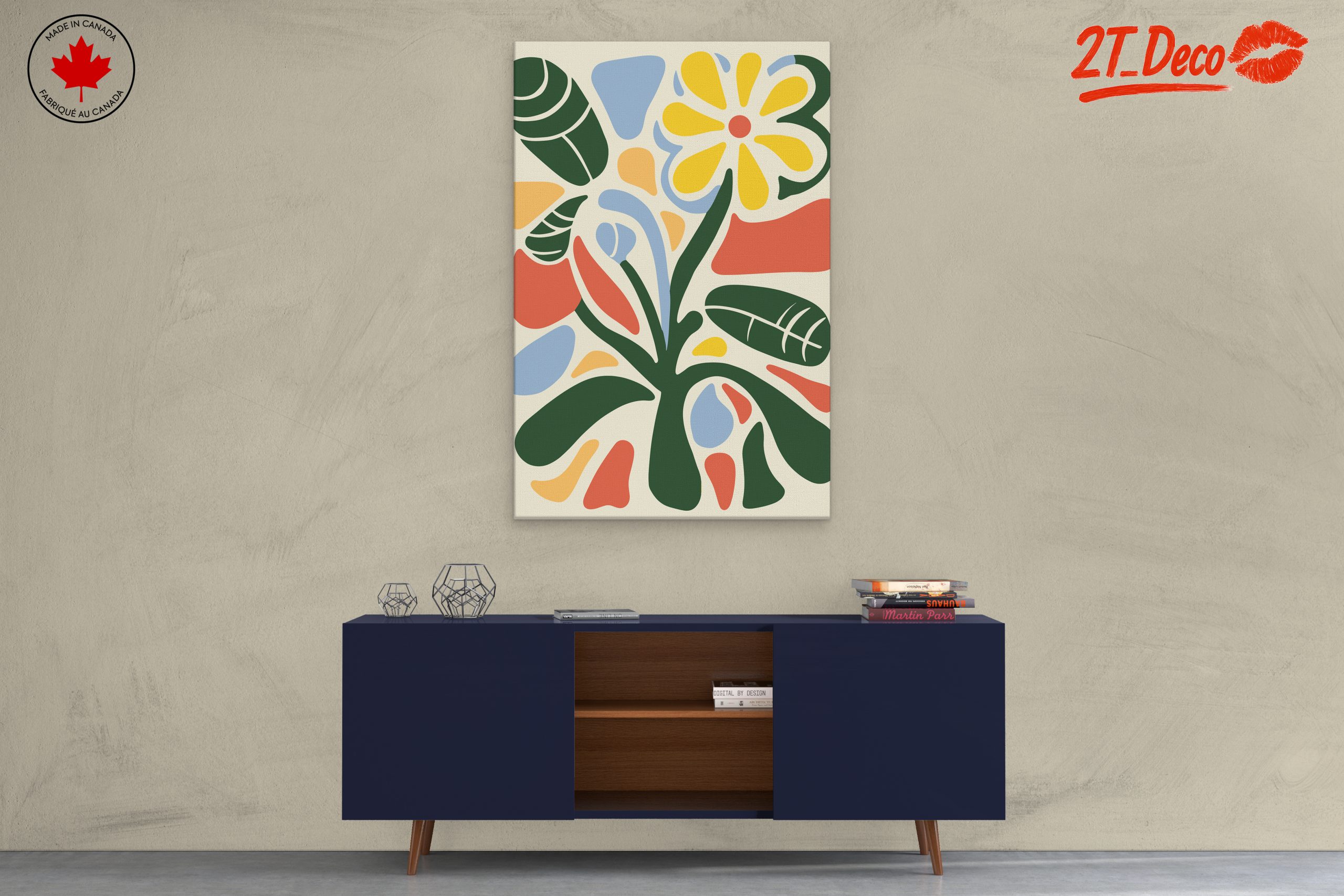 Vibrant Abstract Botanical Art with Playful Shapes - Image 3