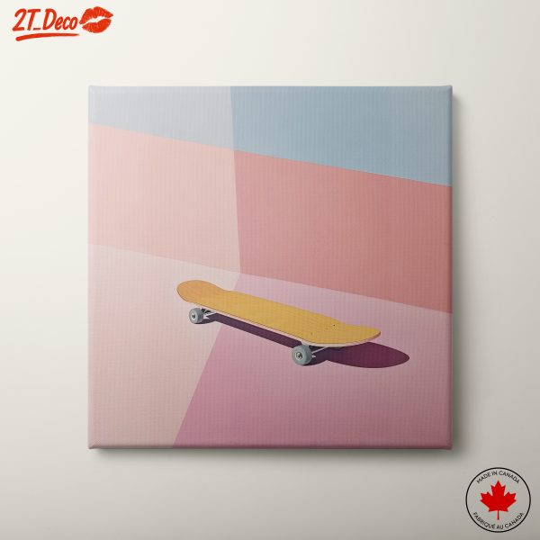Geometric Skateboard Art in Pastel Colors