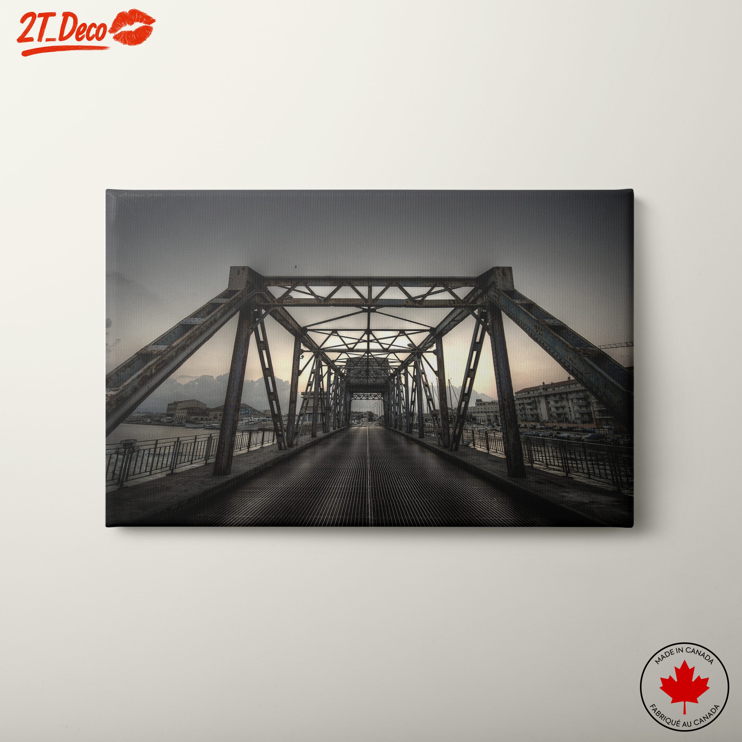 Industrial Bridge Against Dusk Sky