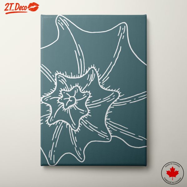 Stylized Floral Design on Teal Background