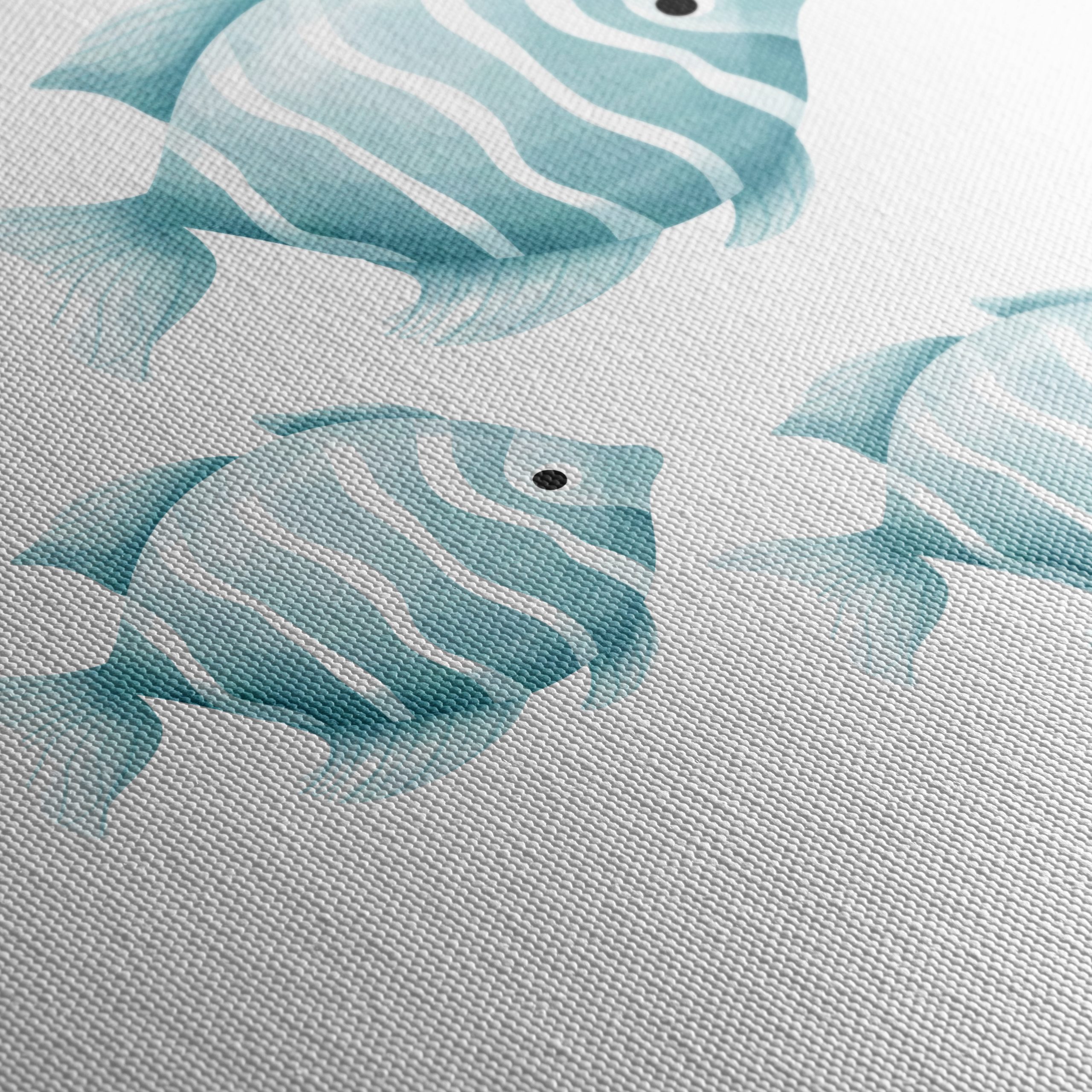 Stylized Fish Art in Soft Blue Tones - Image 5