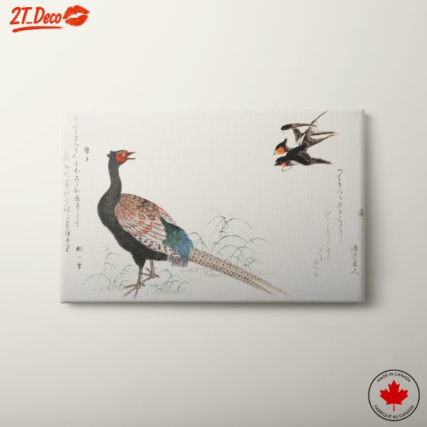 Vibrant Japanese Pheasant and Swallows Artwork