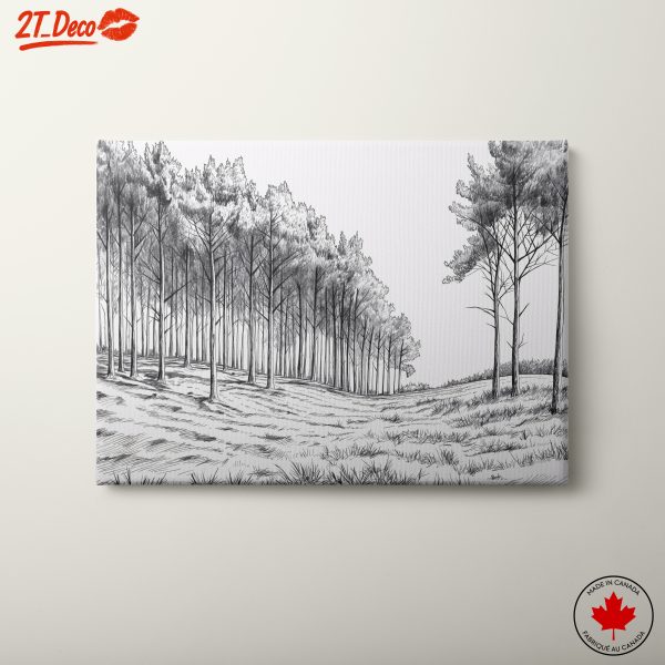Monochrome Abstract Landscape with Trees