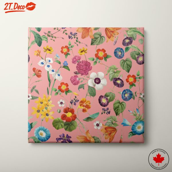 Vibrant Floral Artwork on Pink Background