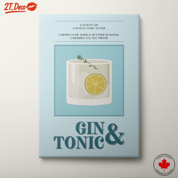 Cocktail Recipe Art for Gin and Tonic