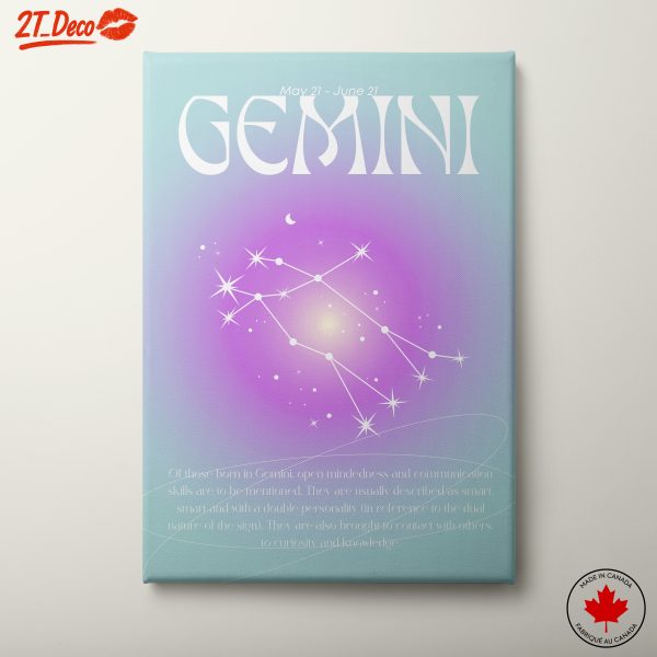 Gemini Zodiac Sign Art with Stars