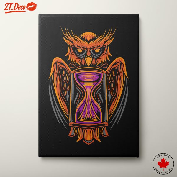 Artistic Owl with Hourglass Design