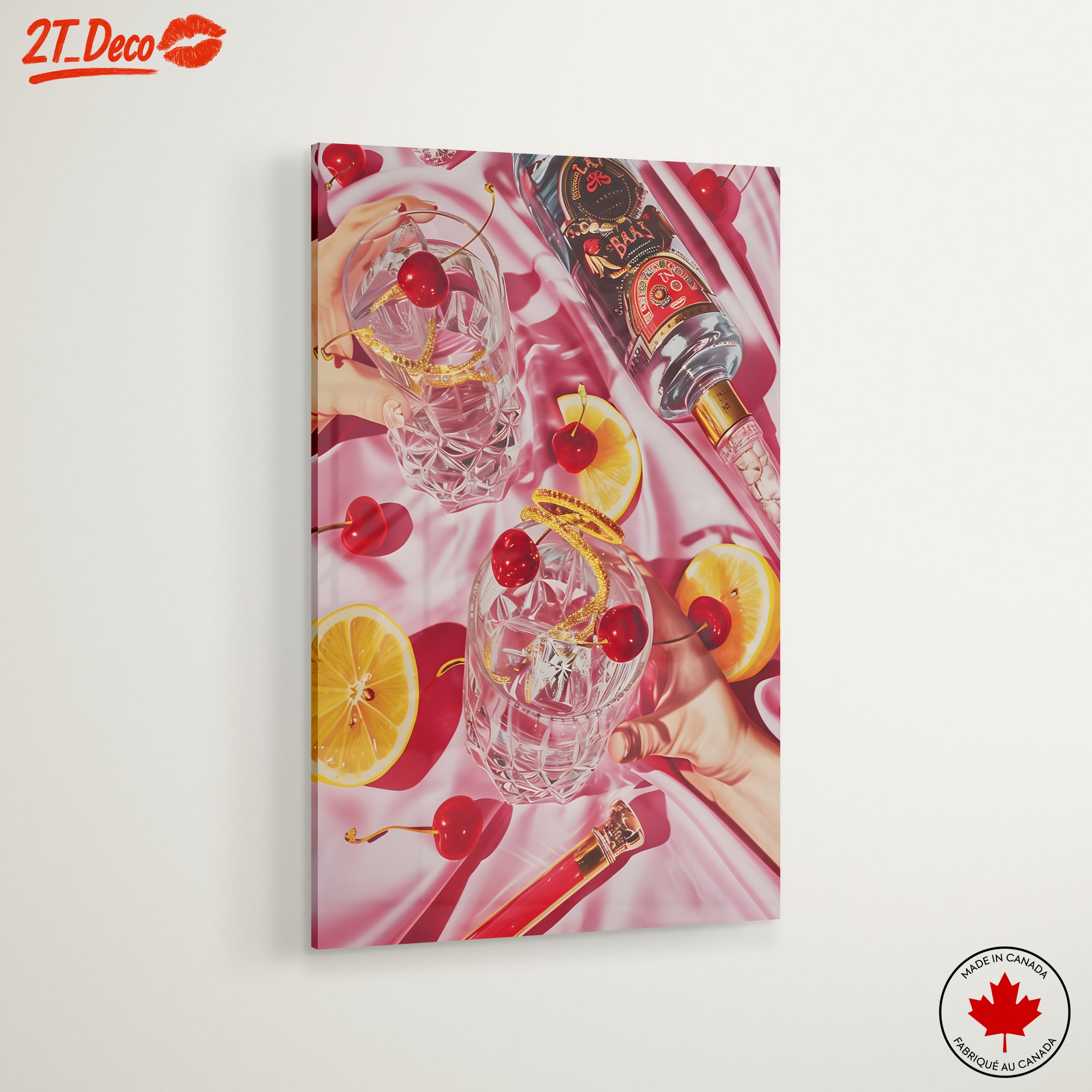 Cocktail Glasses with Cherries and Lemon - Image 6
