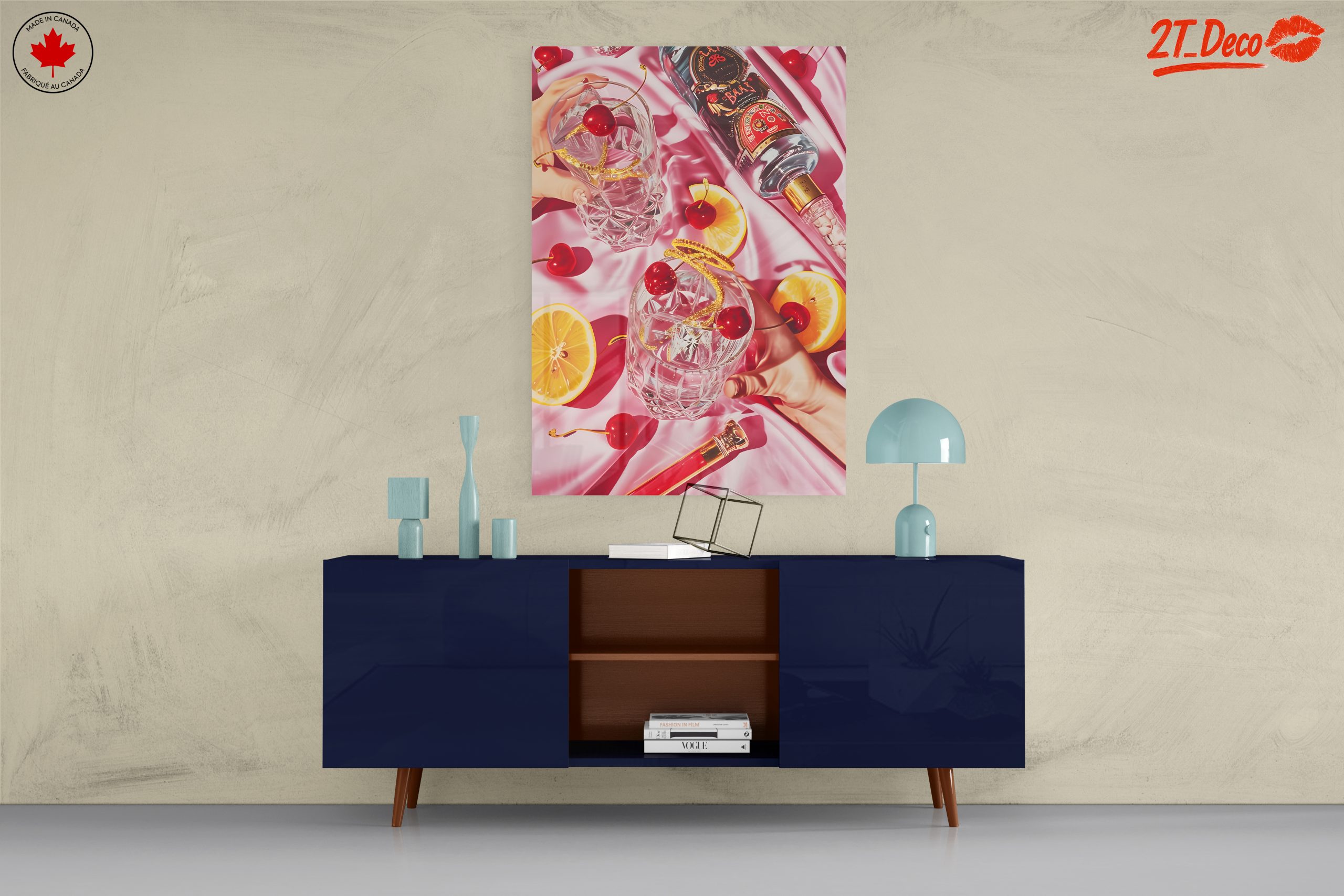 Cocktail Glasses with Cherries and Lemon - Image 8