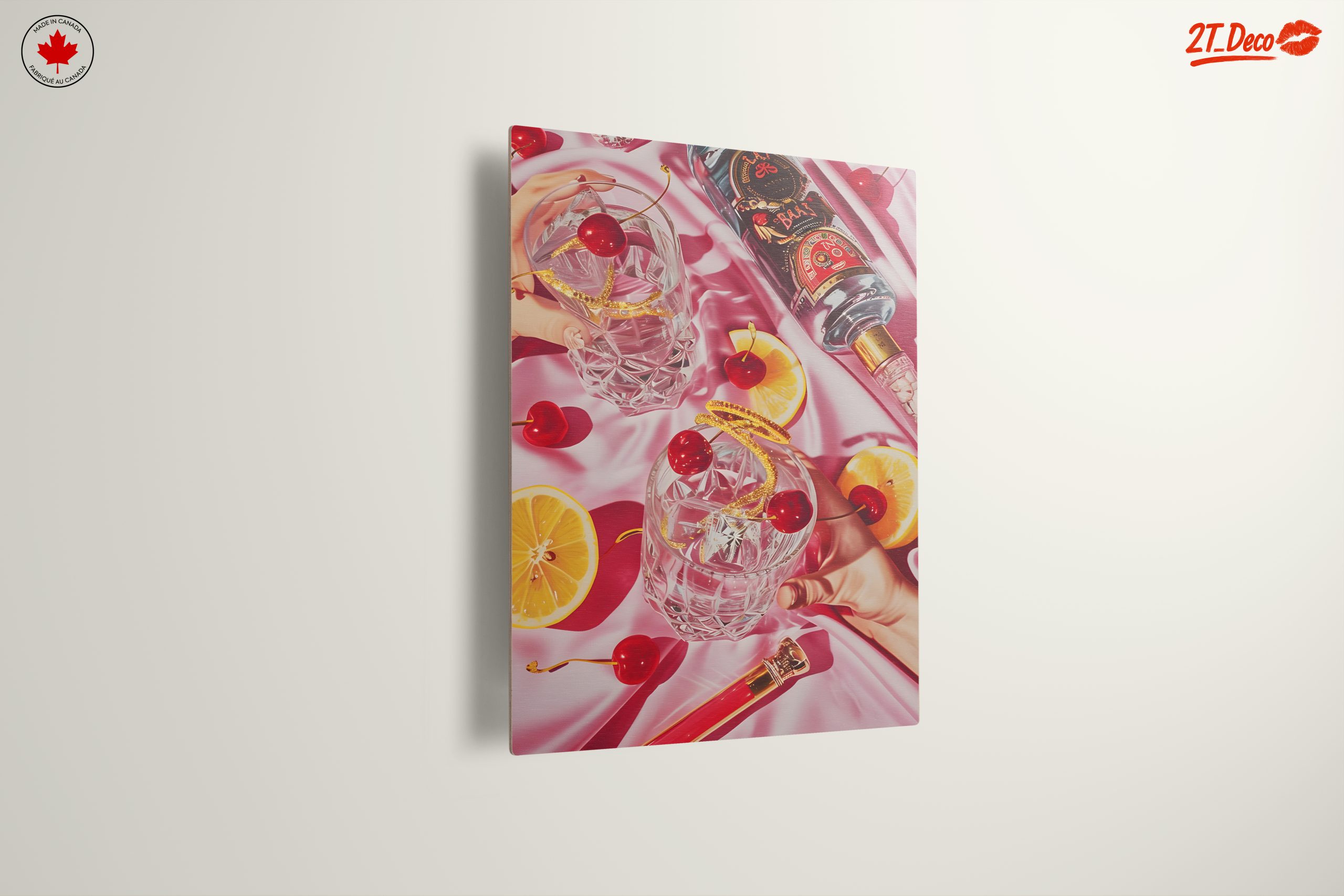 Cocktail Glasses with Cherries and Lemon - Image 13