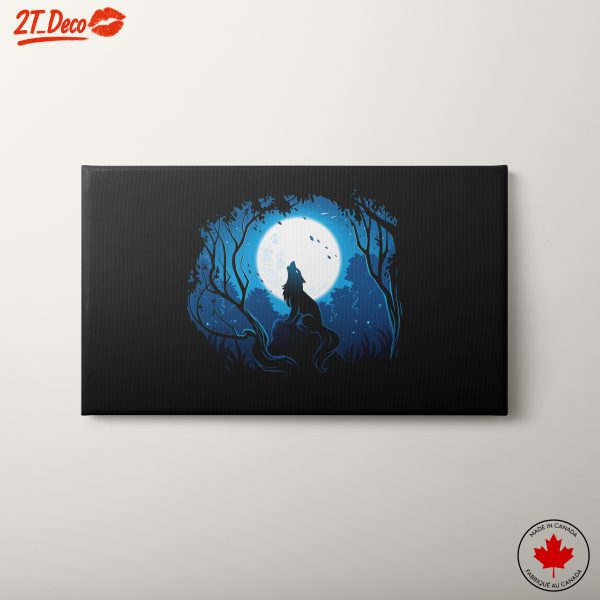 Stylized Wolf Howling at Moon Art