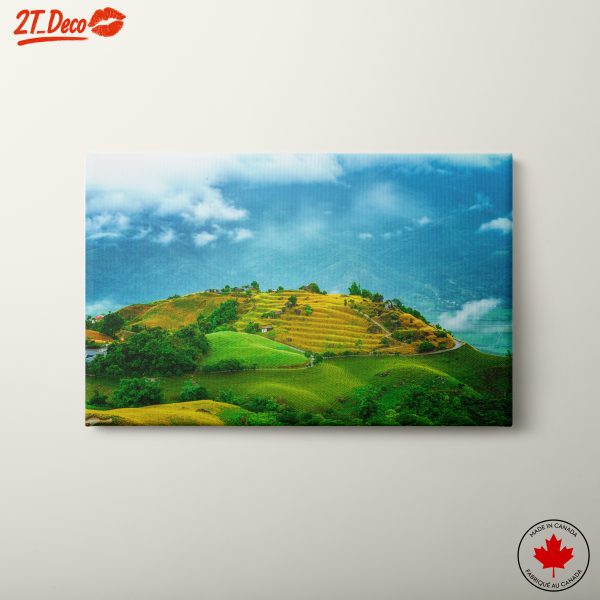 Lush Green Hills Under Cloudy Sky