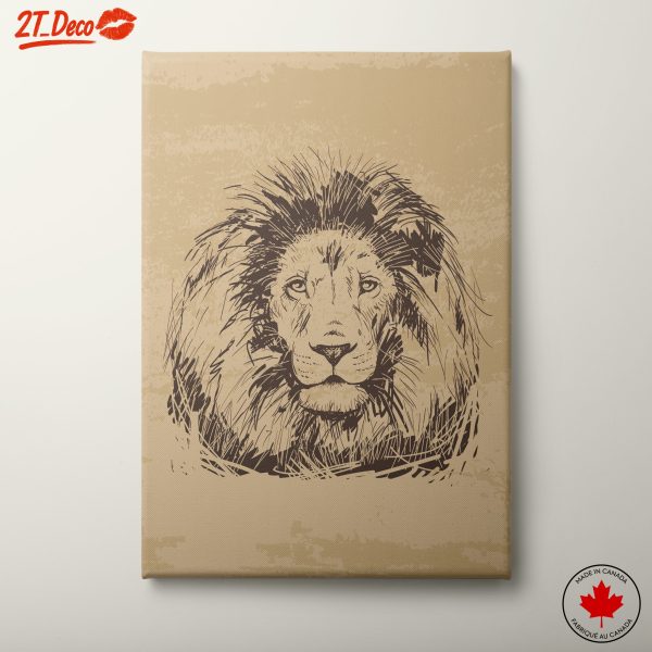 Artistic Lion Illustration in Neutral Tones