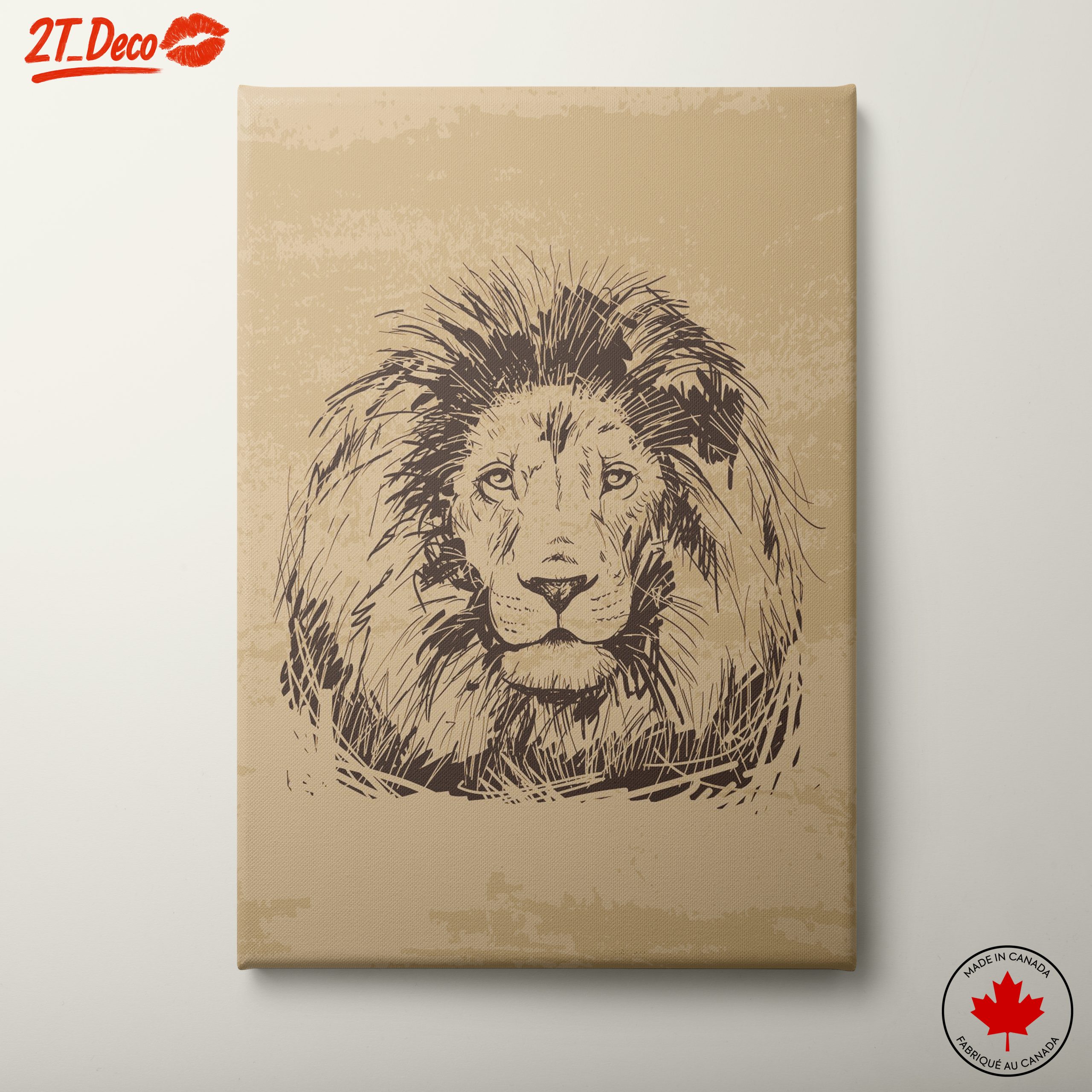 Artistic Lion Illustration in Neutral Tones