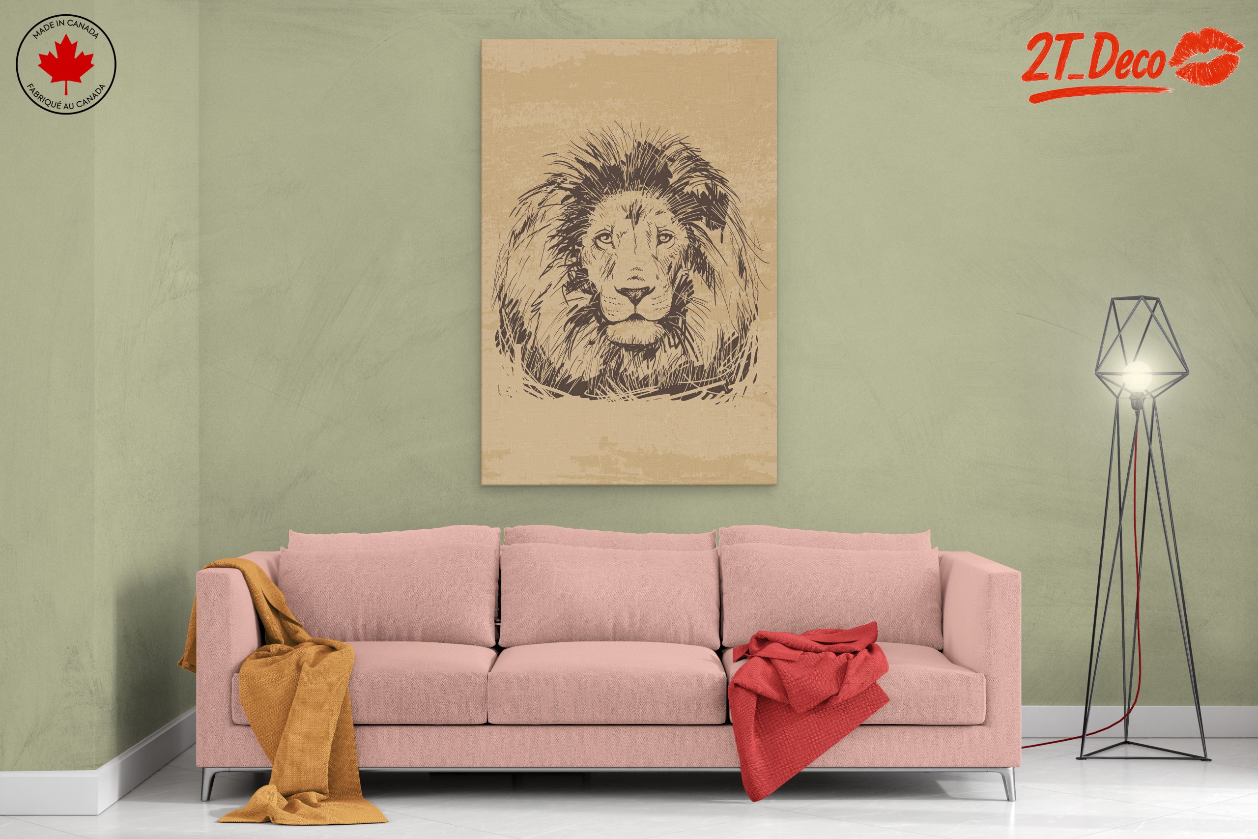 Artistic Lion Illustration in Neutral Tones - Image 2