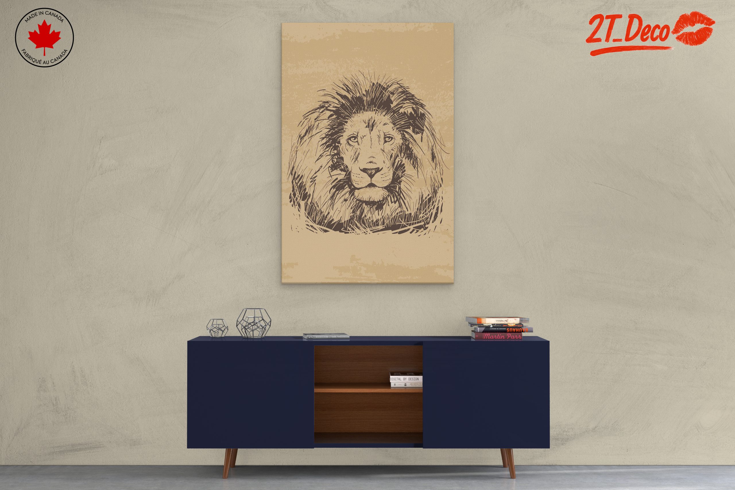 Artistic Lion Illustration in Neutral Tones - Image 3
