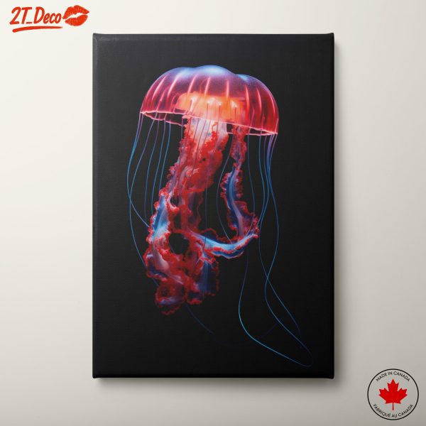 Elegant of a Jellyfish Against Black Background