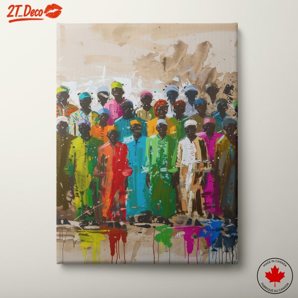 Vibrant Afro Art Depiction of Community