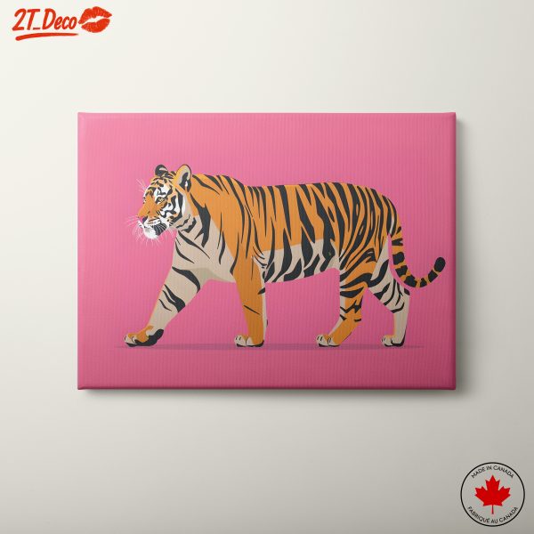 Stylized Tiger on Pink Background