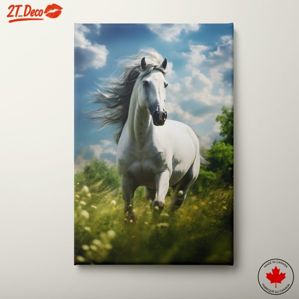 Majestic White Horse in Open Field