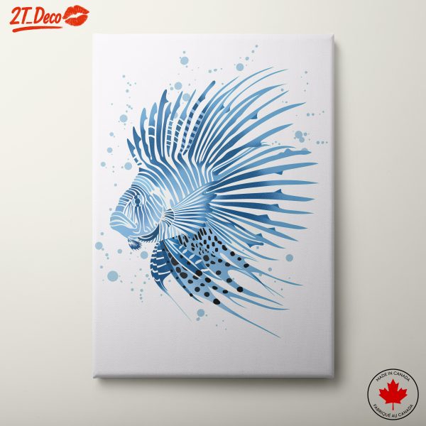Stylized Marine Life Art in Blue