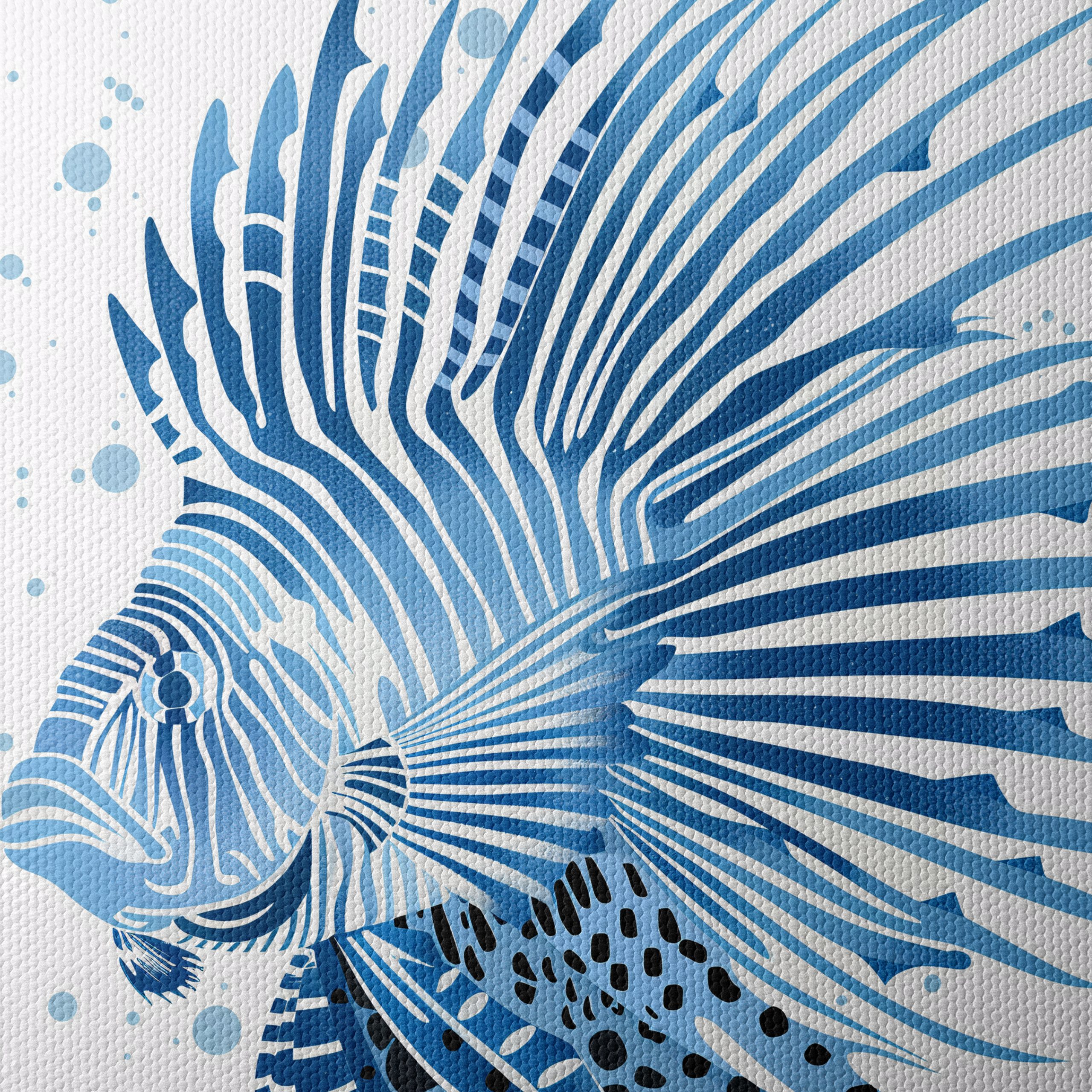 Stylized Marine Life Art in Blue - Image 4