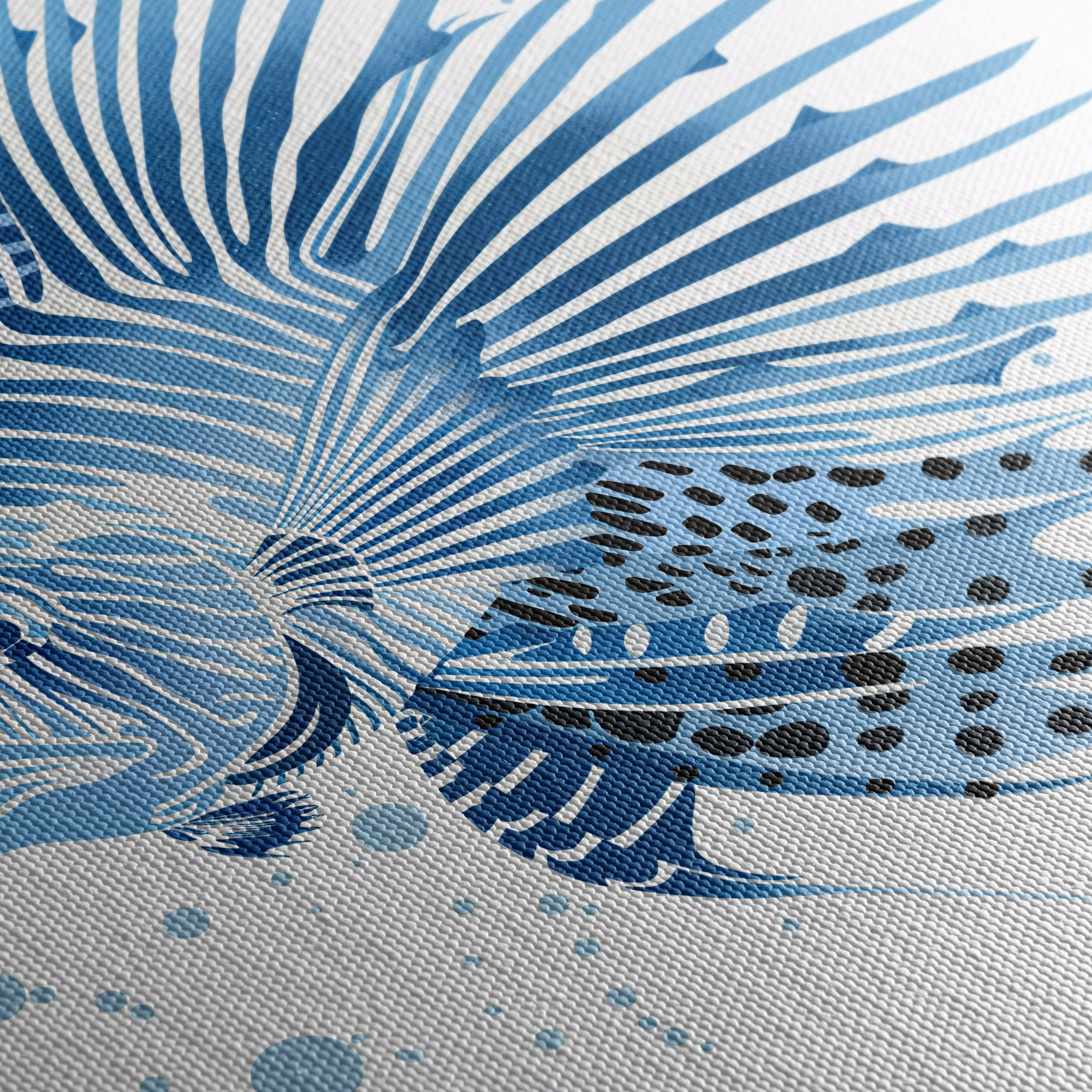 Stylized Marine Life Art in Blue - Image 5