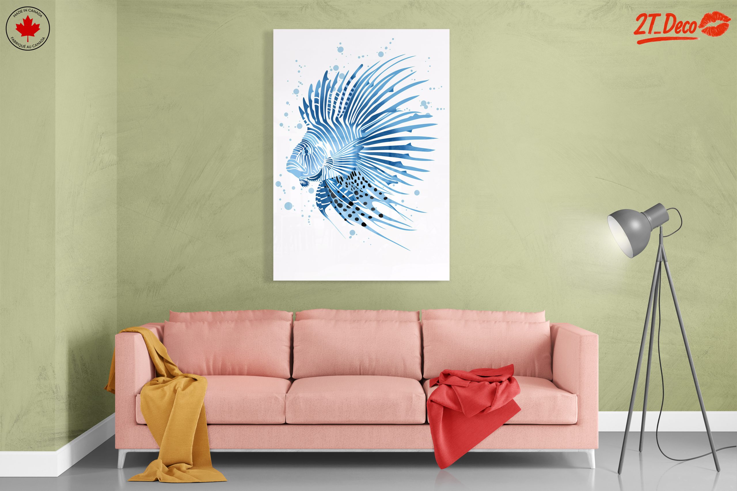 Stylized Marine Life Art in Blue - Image 7